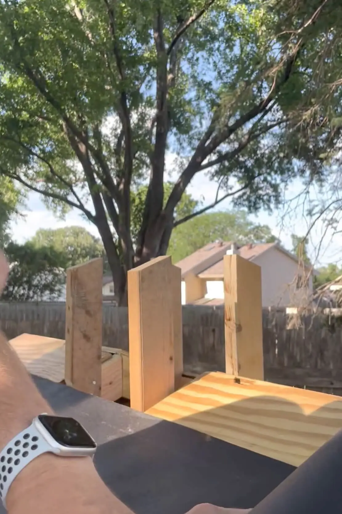 Framing for a cupola on top of a chicken coop roof.